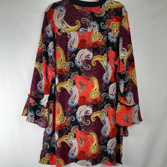 NY Collection Woman Size 3X Paisley Colorful 3/4 Sleeve Tunic Blouse - Picture 7 of 10